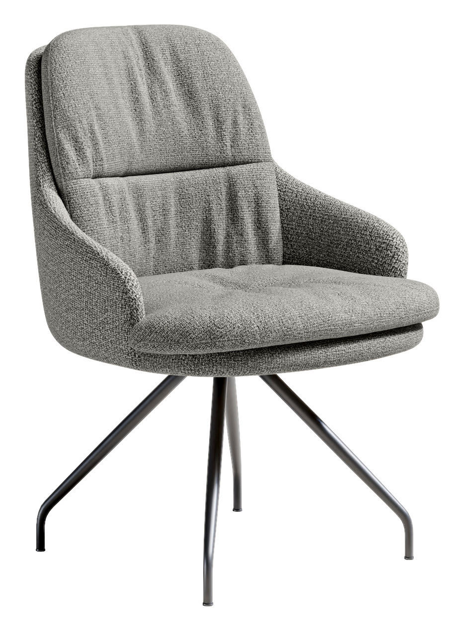 ARMLEHNSTUHL  Beinauswahl, Sitzfläche 360° drehbar, Stoff-/Lederauswahl Flachgewebe  Graublau  - Graublau/Schwarz, Design, Textil/Metall (60/86/66cm) - Dieter Knoll