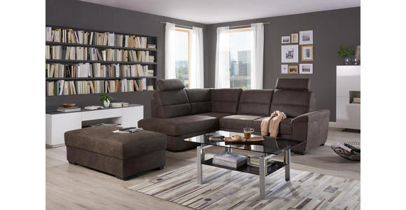 WOHNLANDSCHAFT Dunkelbraun Lederlook - Dunkelbraun, KONVENTIONELL, Kunststoff/Textil (193/251cm) - Cantus