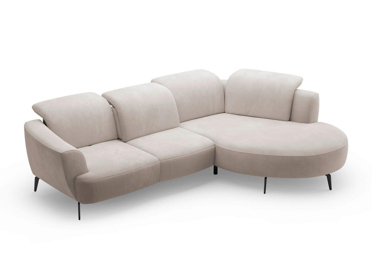 ECKSOFA ZOE E Greige Flachgewebe  - Greige/Schwarz, KONVENTIONELL, Textil/Metall (309/199cm) - Sit & More
