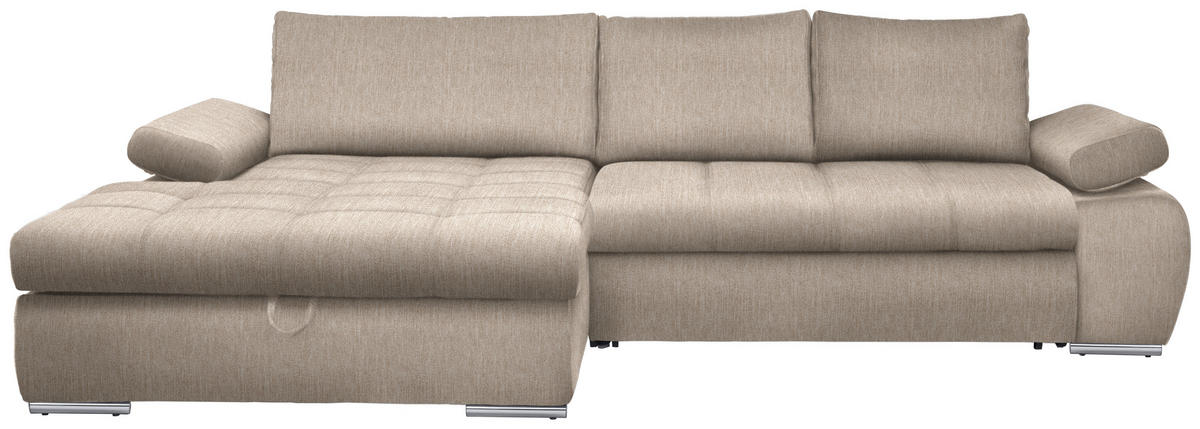 ROHOVÁ SEDAČKA, textil, béžová - bílá/barvy chromu, Design, textil/plast (173/294cm) - Carryhome