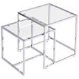 BEISTELLTISCHSET quadratisch Klar, Chromfarben  - Klar/Chromfarben, Design, Glas/Metall (40-45/40-45/40-50cm) - Carryhome