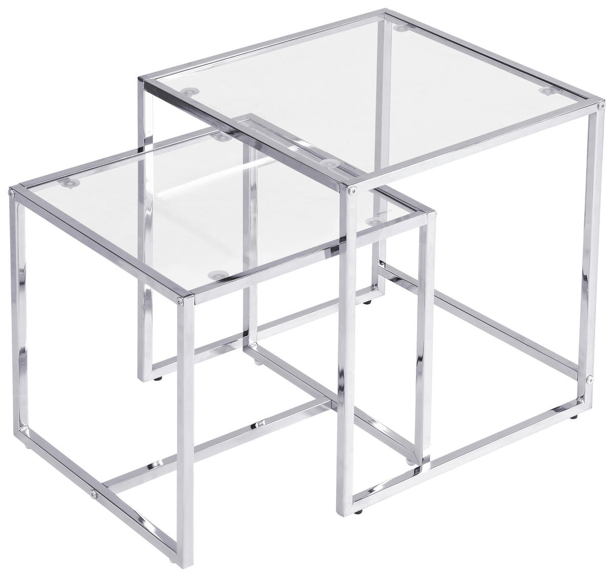 BEISTELLTISCHSET quadratisch Klar, Chromfarben  - Klar/Chromfarben, Design, Glas/Metall (40-45/40-45/40-50cm) - Carryhome