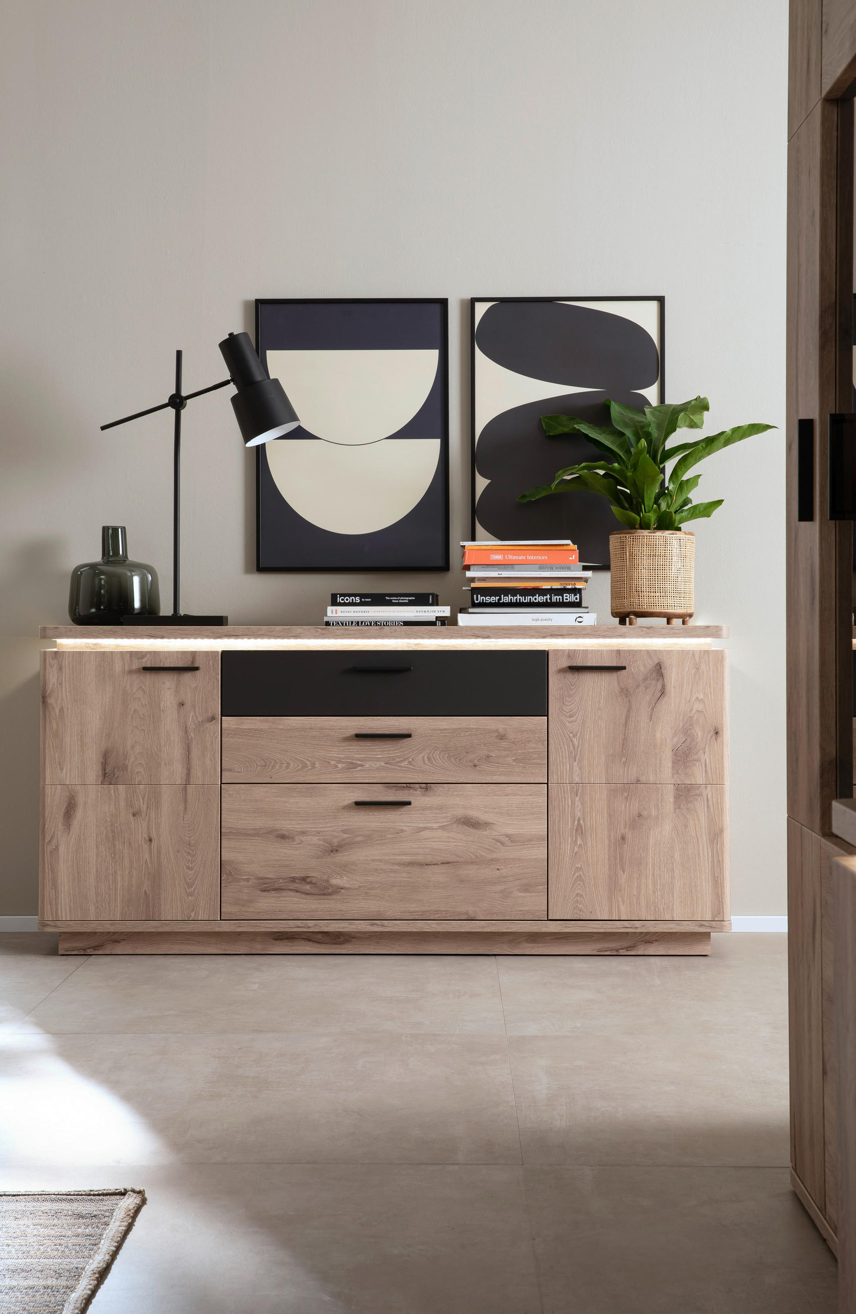 SIDEBOARD Anthrazit, Eiche dunkel  170/81/44 cm  - Eiche dunkel/Anthrazit, Konventionell, Holzwerkstoff/Metall (170/81/44cm) - Cantus