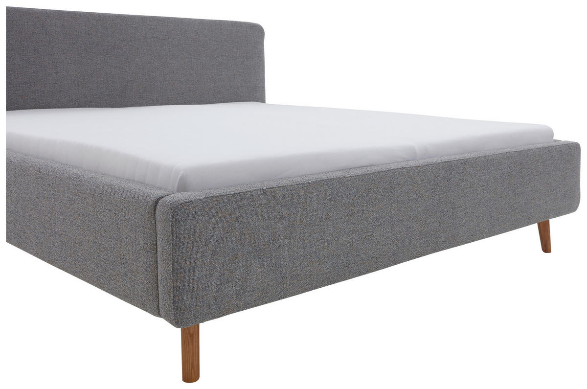 POLSTERBETT 180/200 cm  in Grau  - Eichefarben/Grau, Design, Holz/Textil (180/200cm) - MID.YOU