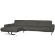 ECKSOFA in Echtleder Grau  - Anthrazit/Grau, KONVENTIONELL, Leder/Metall (182/324cm) - Ambiente