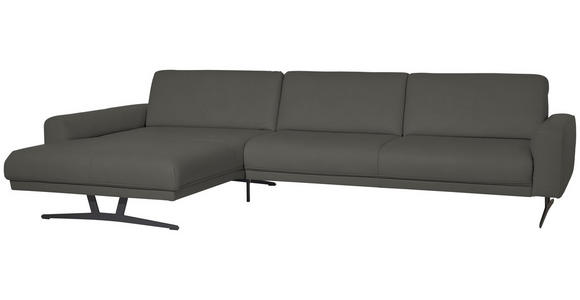 ECKSOFA in Echtleder Grau  - Anthrazit/Grau, KONVENTIONELL, Leder/Metall (182/324cm) - Ambiente