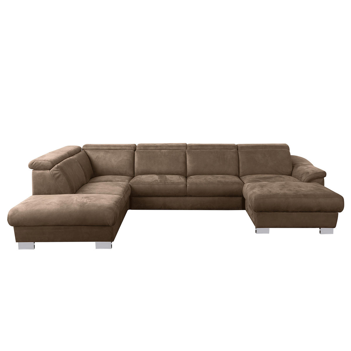 WOHNLANDSCHAFT  in Mikrofaser Braun  - Chromfarben/Braun, Design, Textil/Metall (273/347/238cm) - Livetastic