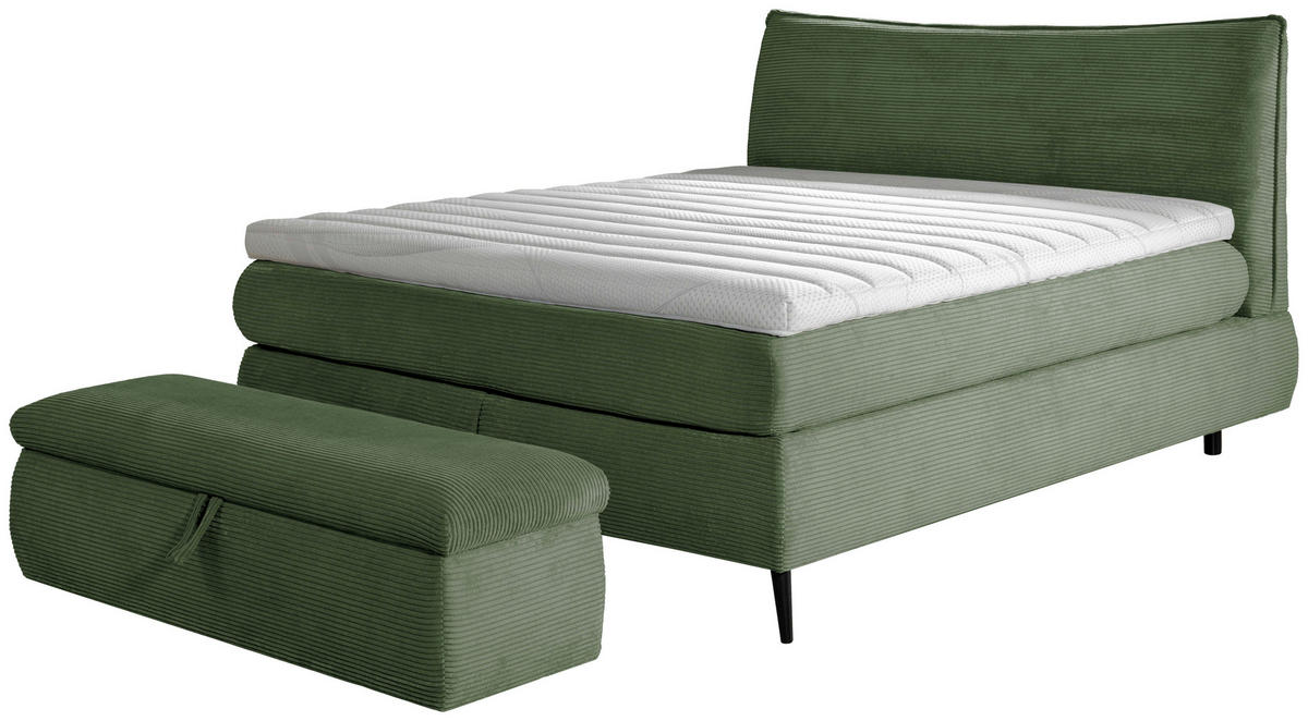 BOXSPRINGBETT 160/200 cm  in Grün  - Schwarz/Grün, Trend, Holz/Textil (160/200cm) - Esposa