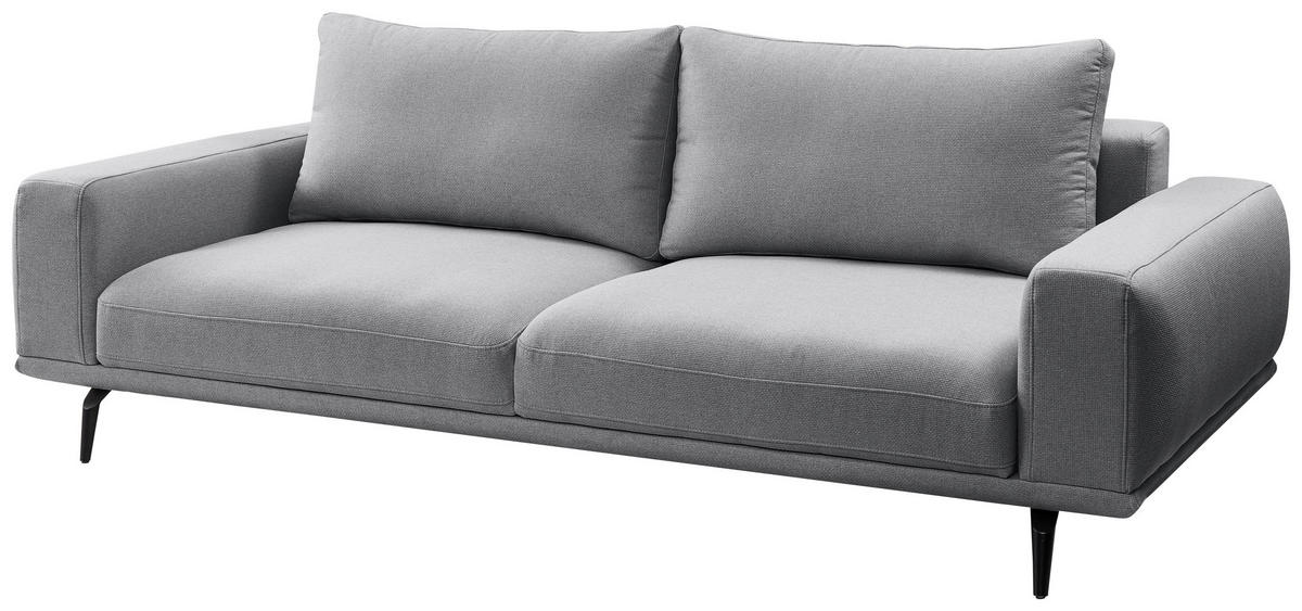 3-SITZER-SOFA in Webstoff Grau  - Schwarz/Grau, Modern, Textil/Metall (242/89/115cm) - MID.YOU