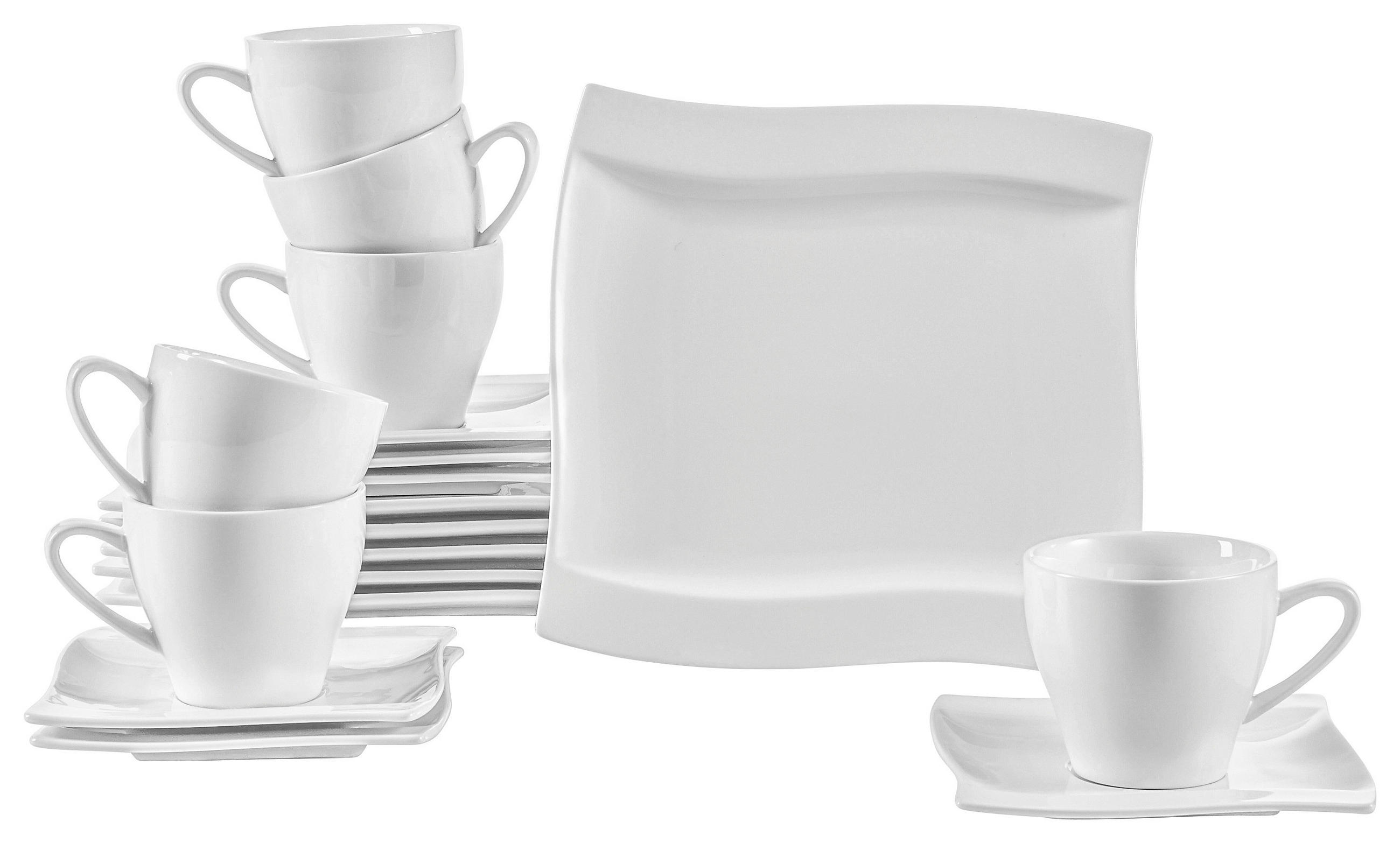 KÁVOVÝ SERVIS, 18-dielne, porcelán - biela, Basics, keramika - Novel