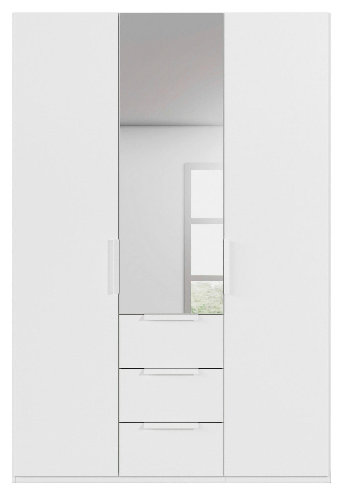 DREHTÜRENSCHRANK 151/223/61 cm,  in Weiß, 3-türig  - Weiß, Basics, Glas/Holzwerkstoff (151/223/61cm) - Novel