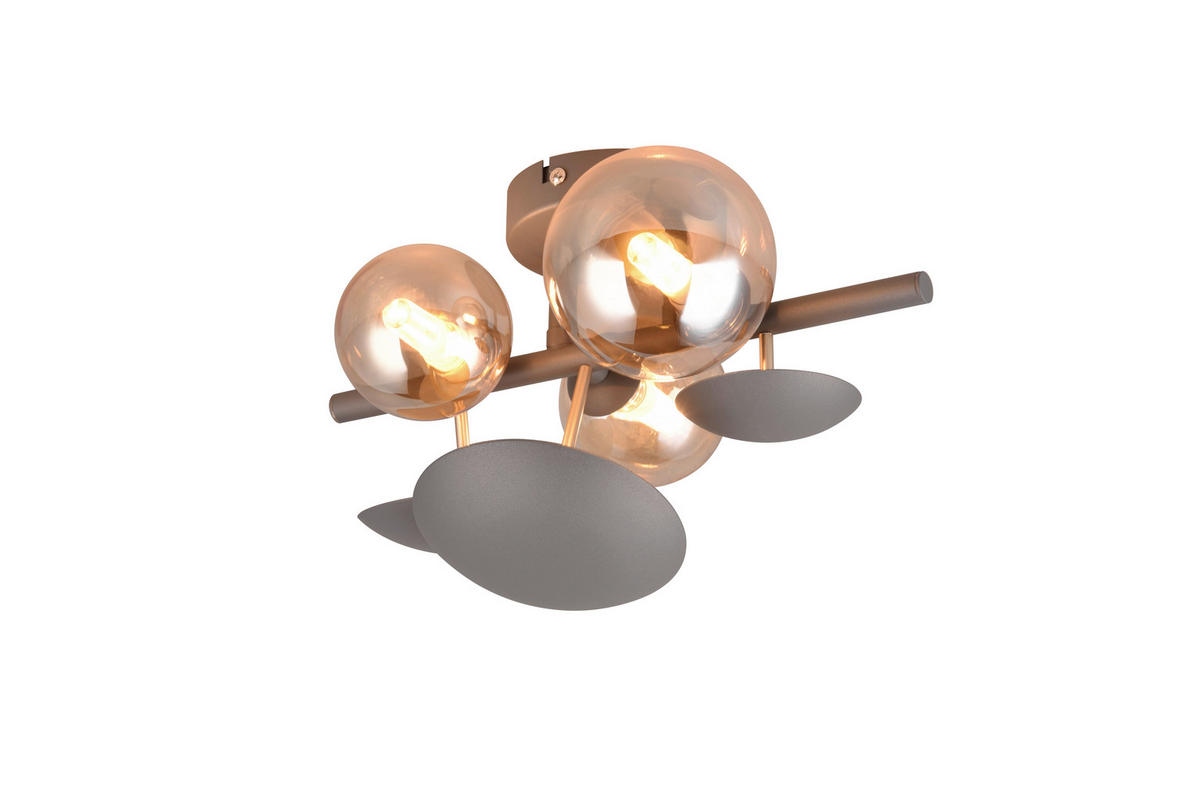 WANDLEUCHTE     - Anthrazit/Bernsteinfarben, LIFESTYLE, Glas/Metall (30/22/19cm) - Trio Leuchten