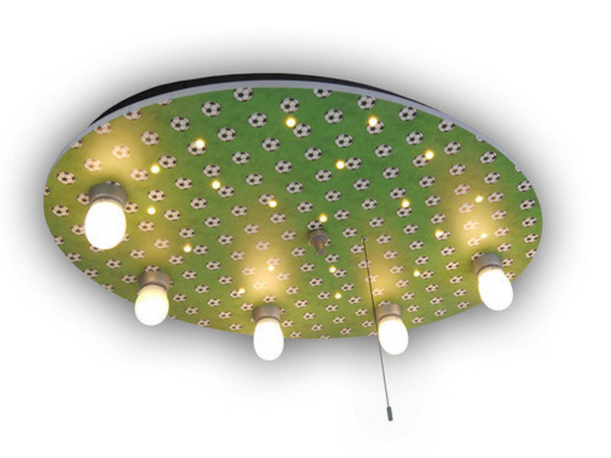KINDERDECKENLEUCHTE Fussball   - Grün, Trend, Holz (71/7/52cm)