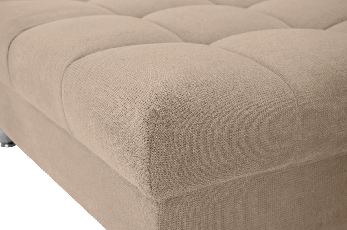 ECKSOFA Taupe Flachgewebe, Mikrofaser  - Taupe/Chromfarben, Design, Kunststoff/Textil (198/312cm) - Livetastic