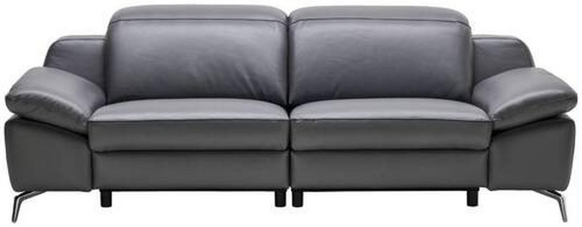 CANAPEA CU 3 LOCURI piele antracit  - antracit, Design, metal/piele (234/83-99/110cm) - Celina
