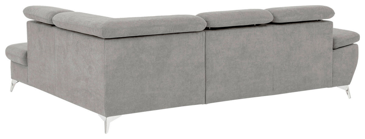 ECKSOFA in Mikrofaser Grau  - Chromfarben/Grau, Konventionell, Textil/Metall (256/209cm) - Livetastic