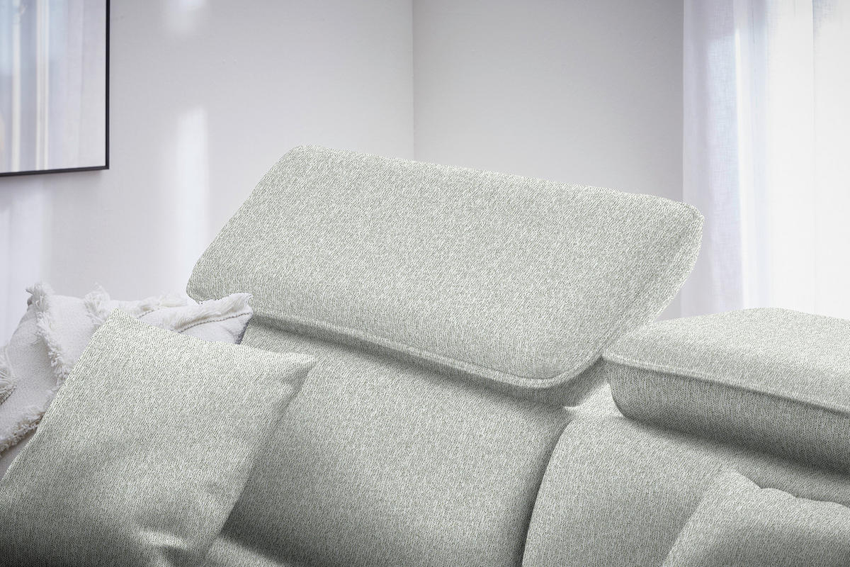 ECKSOFA inkl. Funktionen Ecru Struktur  - Ecru/Schwarz, Design, Holz/Textil (185/232cm) - Stylife