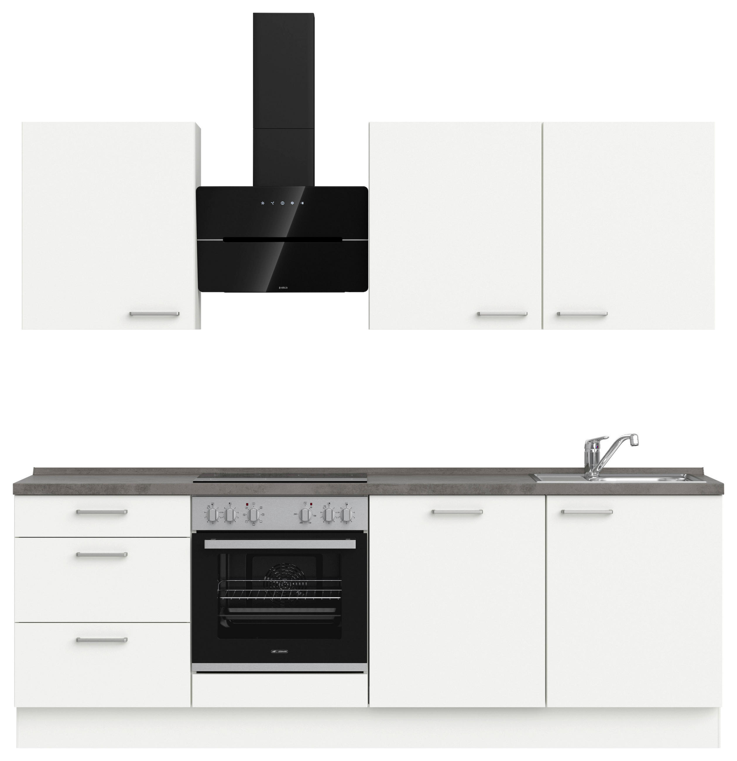 KÜCHENBLOCK 240 cm   in Weiß, Schieferfarben  - Schieferfarben/Edelstahlfarben, MODERN, Holzwerkstoff/Metall (240cm) - Nobilia