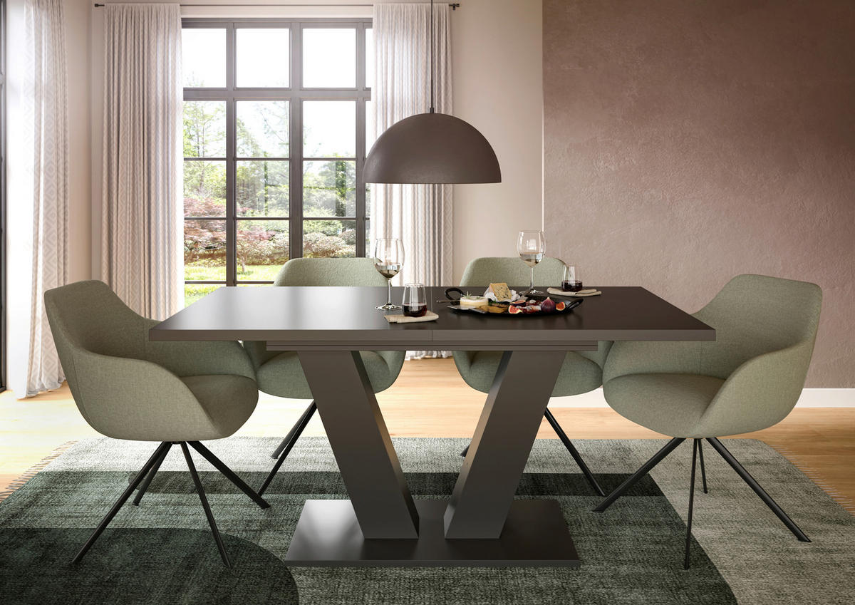 RAZTEGLJIVA MIZA, siva  - siva, Trend, leseni material (150-190/90/75cm)