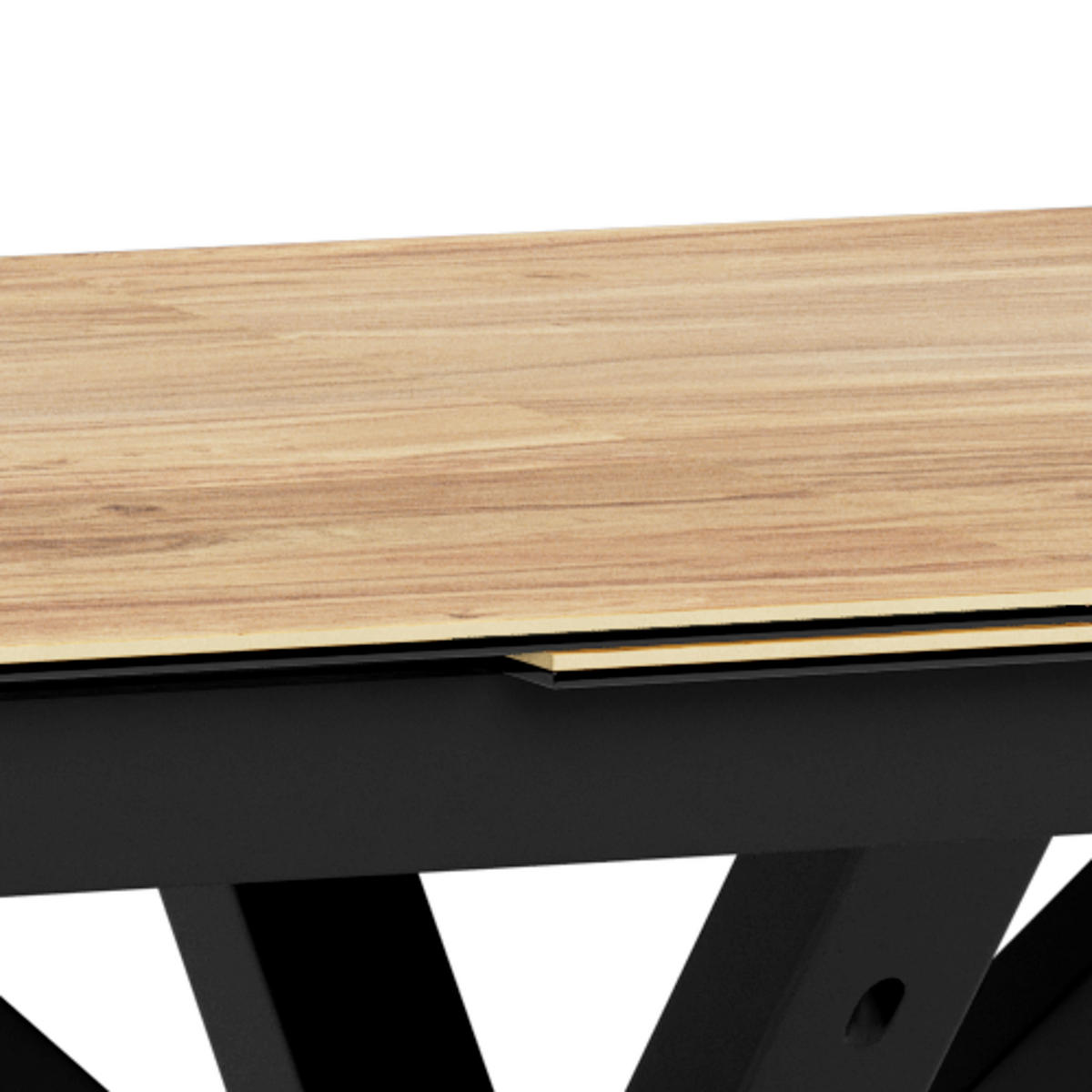 MATBORD svart, ekfärgad rektangulär  utdragbar  - svart/ekfärgad, Modern, metall/glas (240/100/76cm) - MID.YOU