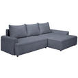 ECKSOFA in Mikrofaser Blau  - Blau/Schwarz, KONVENTIONELL, Kunststoff/Textil (295/169cm) - Carryhome