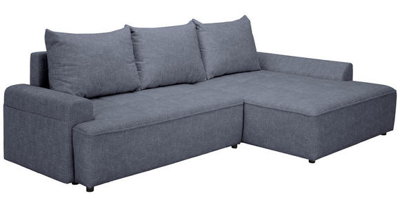 ECKSOFA in Mikrofaser Blau  - Blau/Schwarz, KONVENTIONELL, Kunststoff/Textil (295/169cm) - Carryhome
