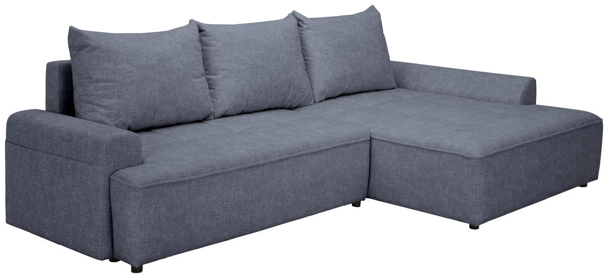 ECKSOFA in Mikrofaser Blau  - Blau/Schwarz, KONVENTIONELL, Kunststoff/Textil (295/169cm) - Carryhome