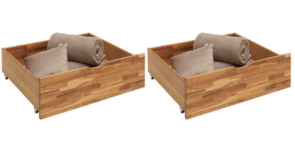 BETTKASTENSET Wildeiche - Wildeiche, Natur, Holz/Kunststoff (83/29/68cm) - Carryhome