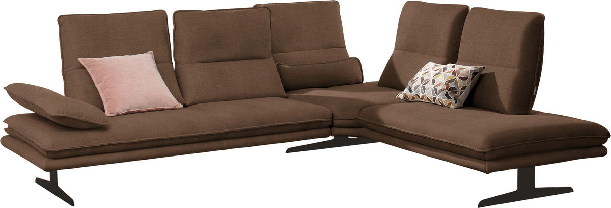 ECKSOFA in Mikrofaser Braun  - Schwarz/Braun, Design, Textil/Metall (284/224cm) - Chilliano