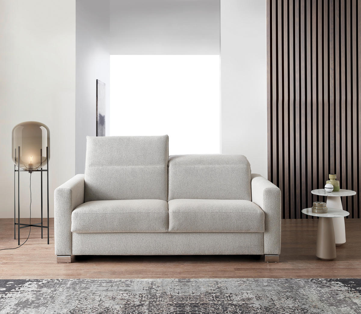 SCHLAFSOFA Chenille, Flachgewebe Beige  - Chromfarben/Beige, KONVENTIONELL, Textil/Metall (194/84/100cm) - Bali