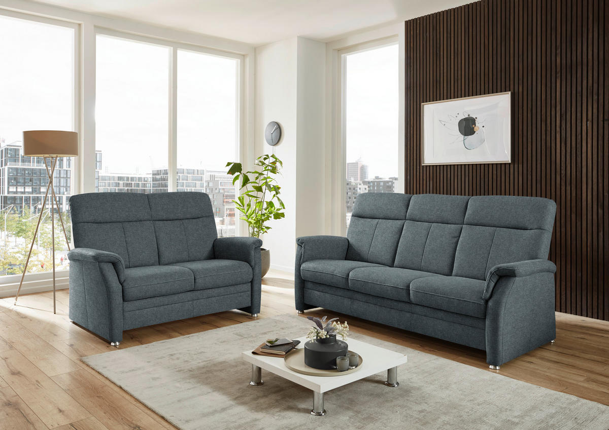 3-SITZER-SOFA Flachgewebe Grau  - Alufarben/Grau, Konventionell, Textil/Metall (194/100/89cm) - Beldomo Comfort