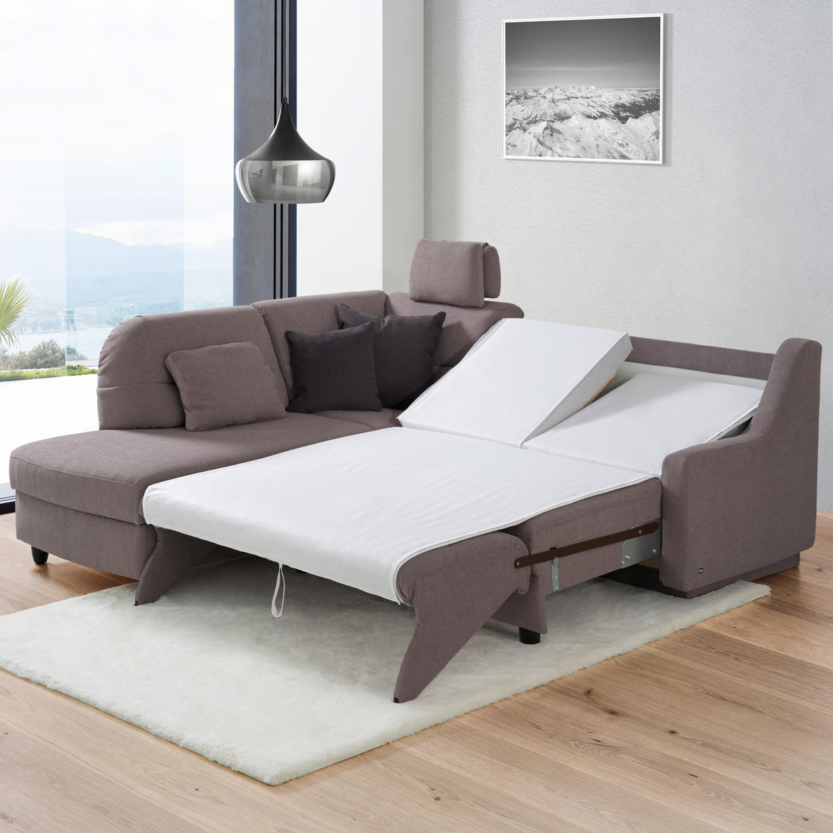 ECKSOFA in Chenille Grau  226/208 cm  - Schwarz/Grau, KONVENTIONELL, Textil (226/208cm) - Sedda