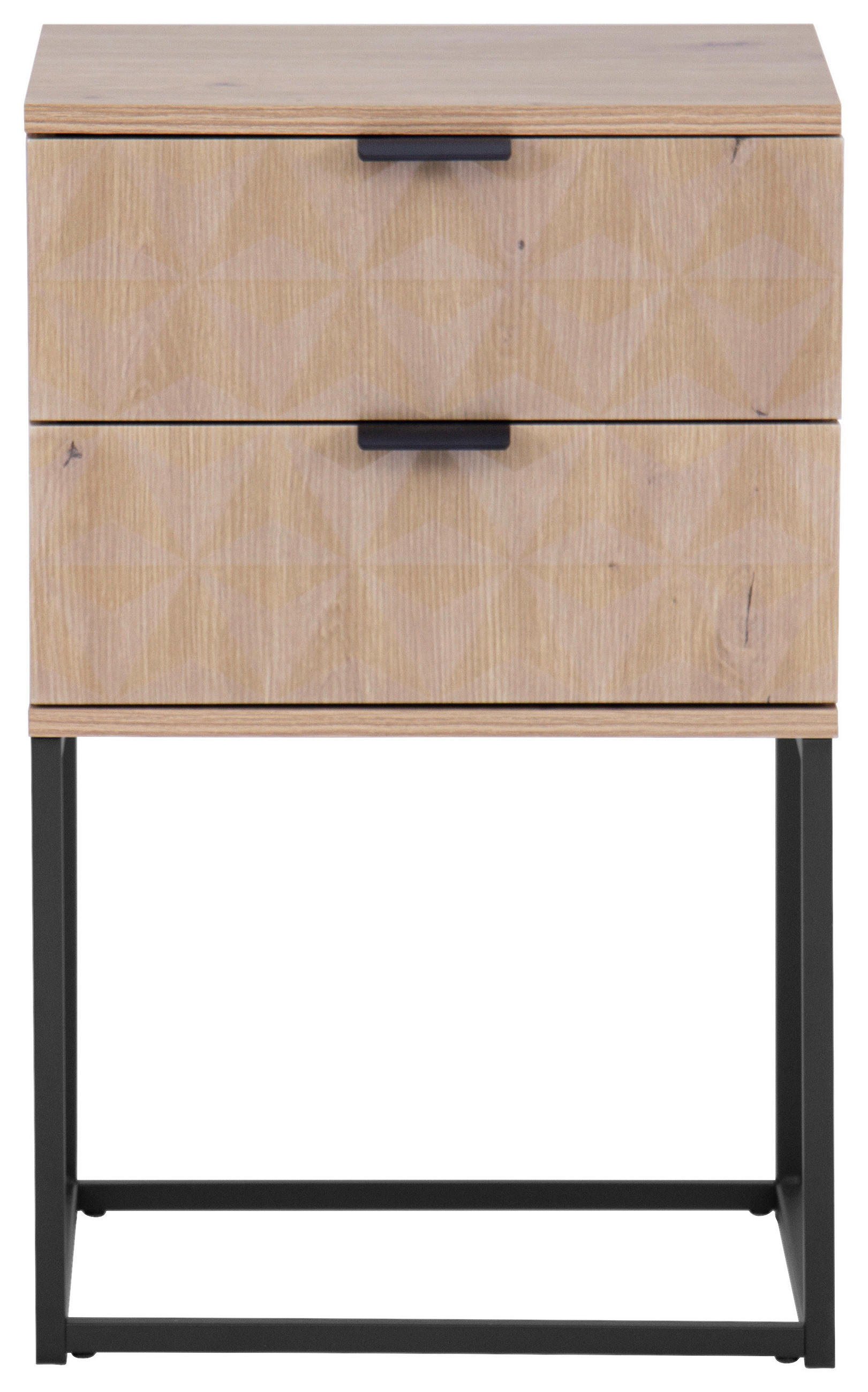NACHTSCHRANK 42,5/67/38,5 cm  - Eichefarben/Schwarz, KONVENTIONELL, Holzwerkstoff/Metall (42,5/67/38,5cm) - Boxxx