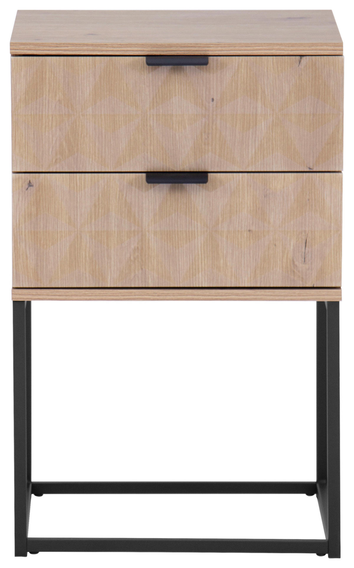 NACHTSCHRANK 42,5/67/38,5 cm  - Eichefarben/Schwarz, KONVENTIONELL, Holzwerkstoff/Metall (42,5/67/38,5cm) - Boxxx