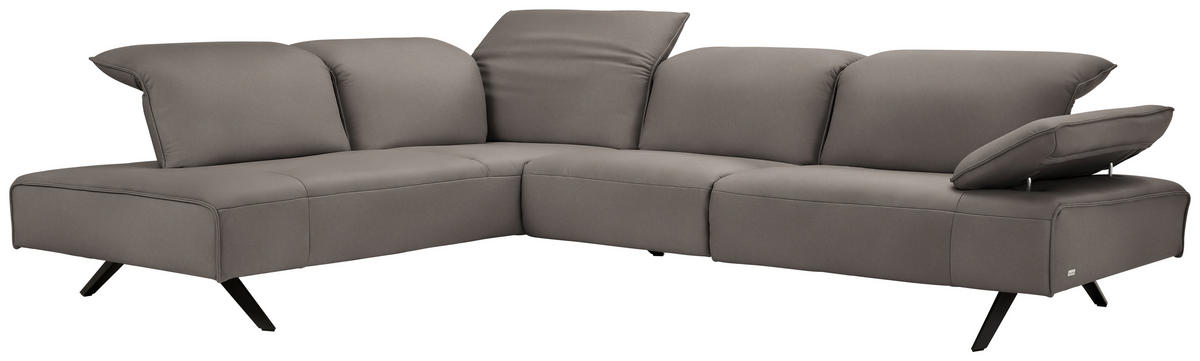 ECKSOFA  in Echtleder Graubraun  230/290 cm  - Anthrazit/Graubraun, Design, Leder/Metall (230/290cm) - Johann Jakob