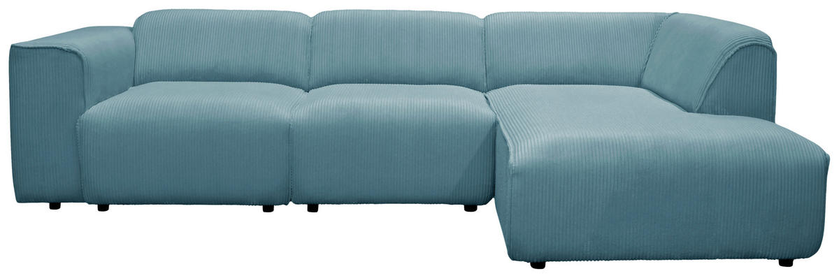 ECKSOFA ANTHONY in Cord Blau  275/163 cm  - Blau/Schwarz, Design, Kunststoff/Textil (275/163cm) - MID.YOU