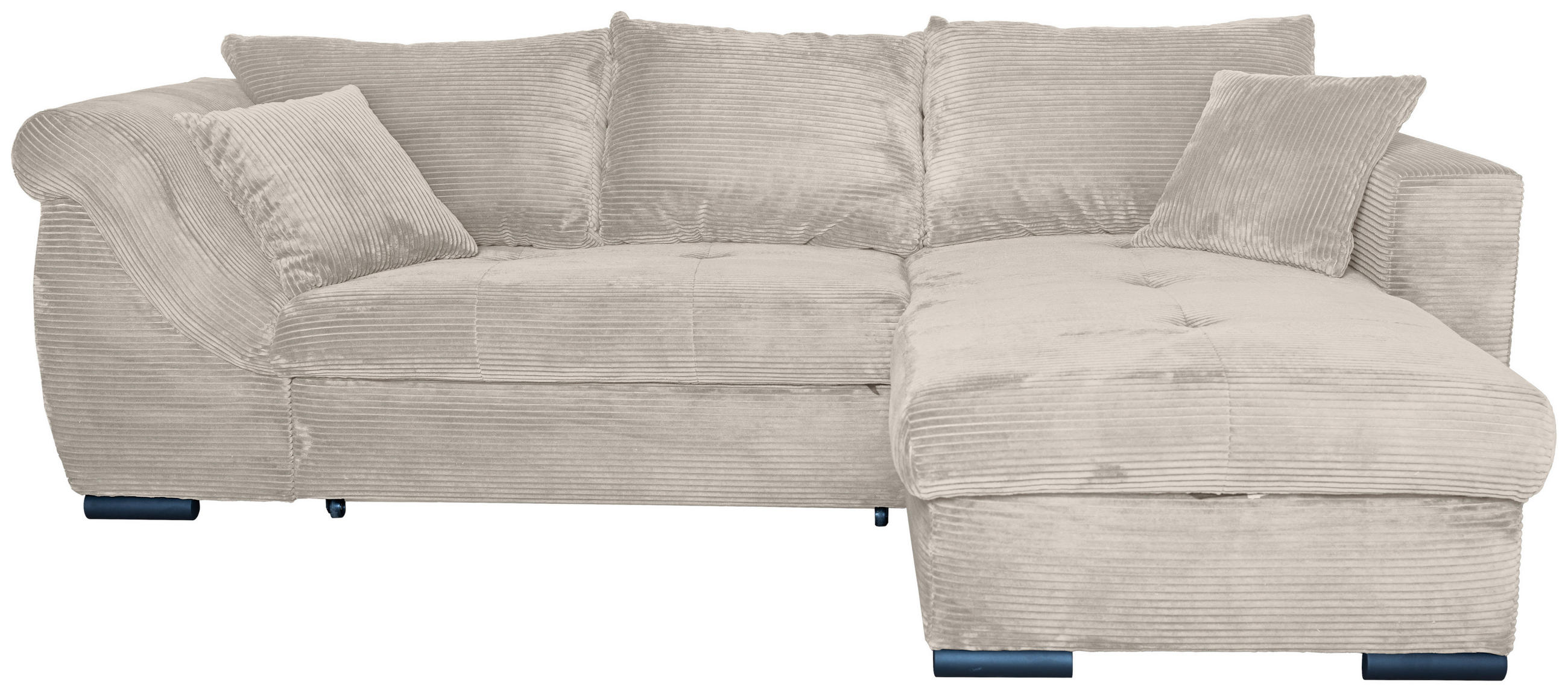 ECKSOFA Beige Cord  - Beige/Schwarz, KONVENTIONELL, Textil/Metall (258/168cm) - Carryhome