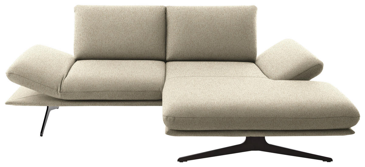 ECKSOFA  in Flachgewebe Beige  234/155 cm  - Beige/Schwarz, Design, Textil/Metall (234/155cm) - Dieter Knoll