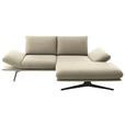 ECKSOFA  in Flachgewebe Beige Rücken echt, Armteilverstellung, Drehsitzfunktion  234/155 cm  - Beige/Schwarz, Design, Textil/Metall (234/155cm) - Dieter Knoll