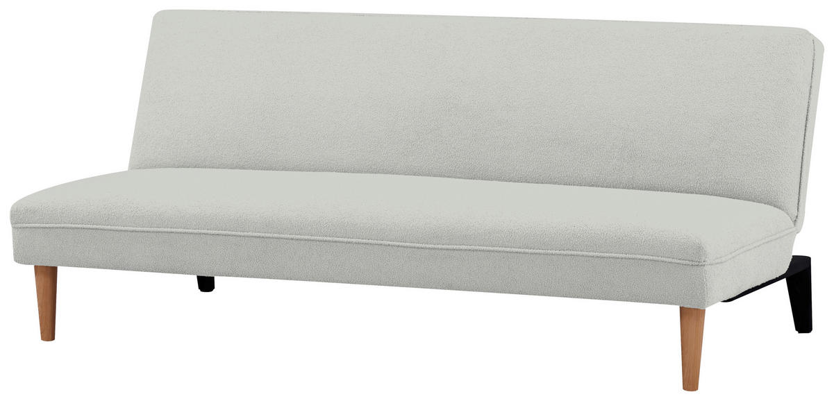 SCHLAFSOFA in Bouclé Weiß  - Schwarz/Naturfarben, MODERN, Holz/Kunststoff - P & B