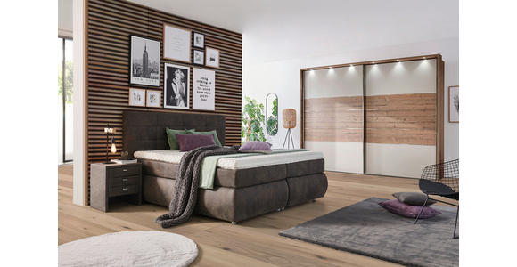 BOXSPRINGBETT 180/200 cm  in Dunkelgrau  - Dunkelgrau/Schwarz, KONVENTIONELL, Kunststoff/Textil (180/200cm) - Voleo