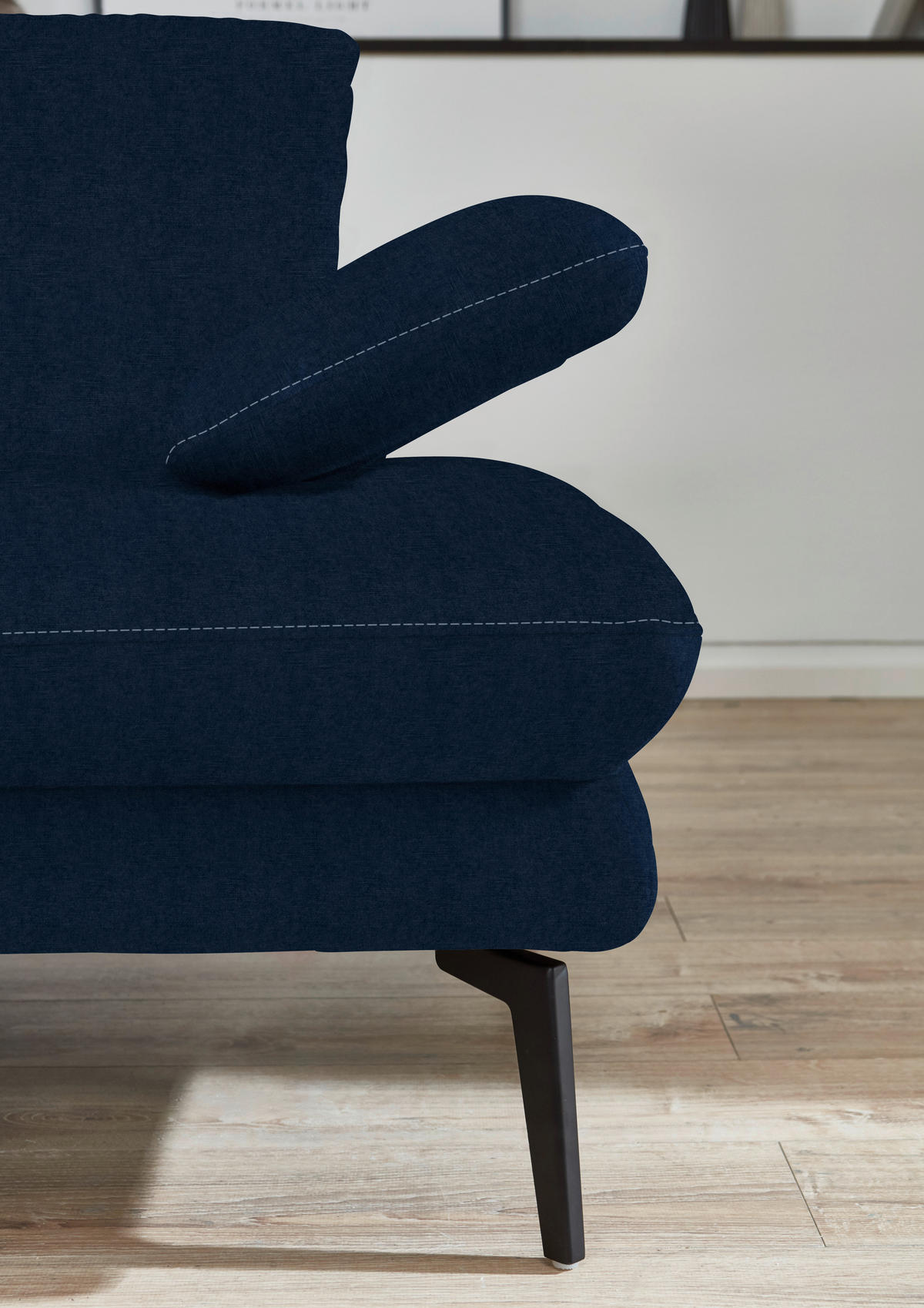 3-SITZER-SOFA in Velours Dunkelblau  - Beige/Schwarz, Design, Textil/Metall (222/89/104cm) - Dieter Knoll