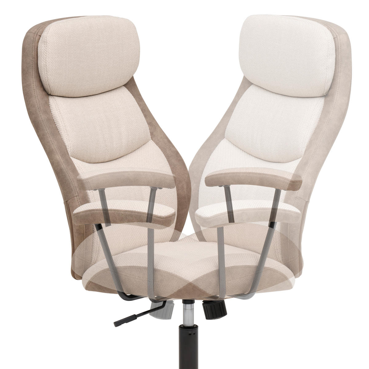 OTOČNÁ STOLIČKA, tkaná textília, béžová - čierna/béžová, Modern, kov/textil (64/103-113/66cm) - MID.YOU