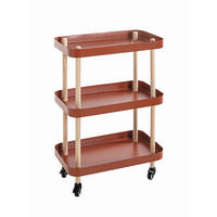 SERVERINGSVAGN i naturfärgad, röd, bokfärgad bok  - röd/bokfärgad, Modern, metall/trä (50/30/76cm)