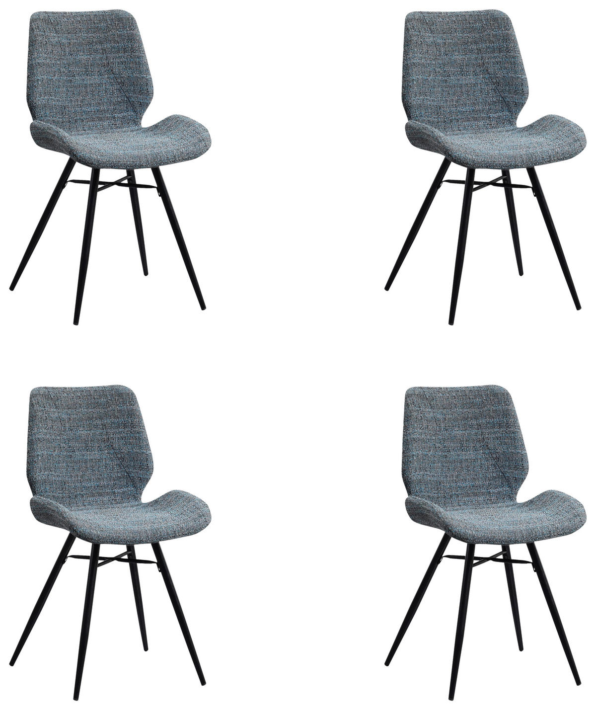 STUHL-SET 4 Stück , , Chenille  - Blau/Schwarz, Design, Textil (47/82/55cm) - MID.YOU