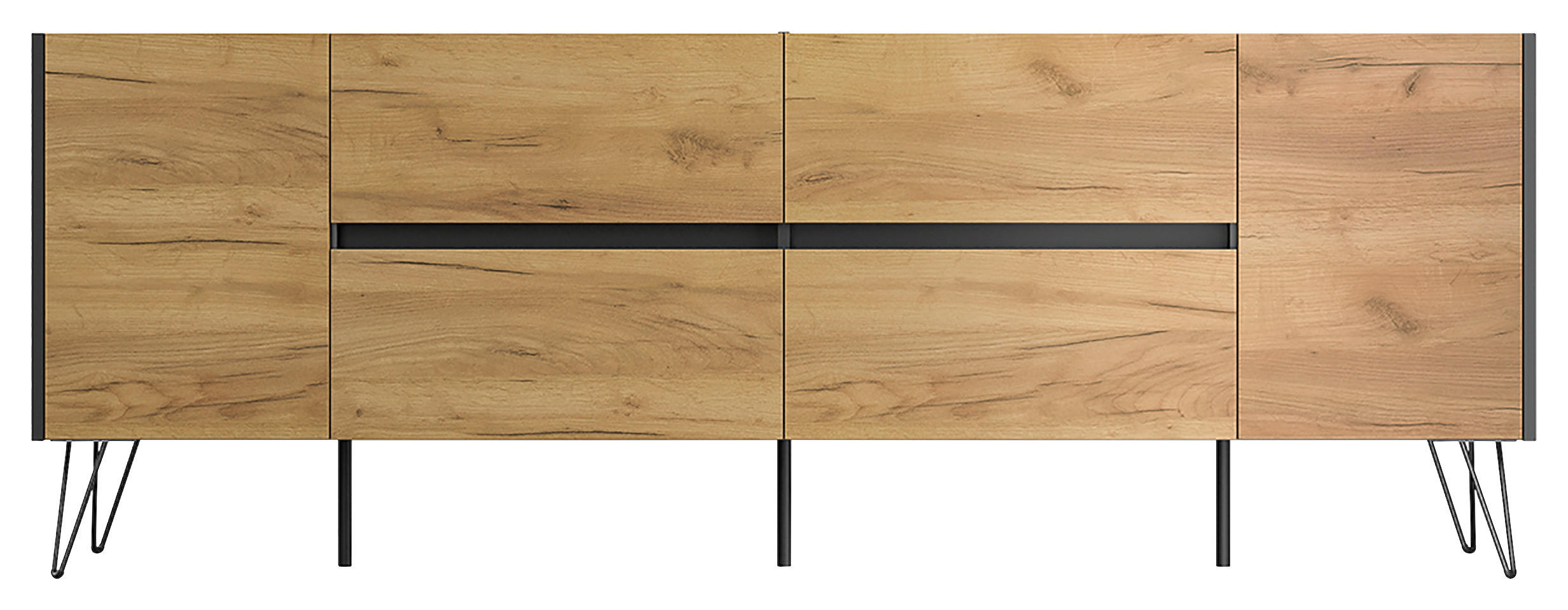SIDEBOARD Posseik Industrial 199/75,8/42 cm 4 Schublade(n)  - Eichefarben/Graphitfarben, Design, Holzwerkstoff/Metall (199/75,8/42cm) - MID.YOU
