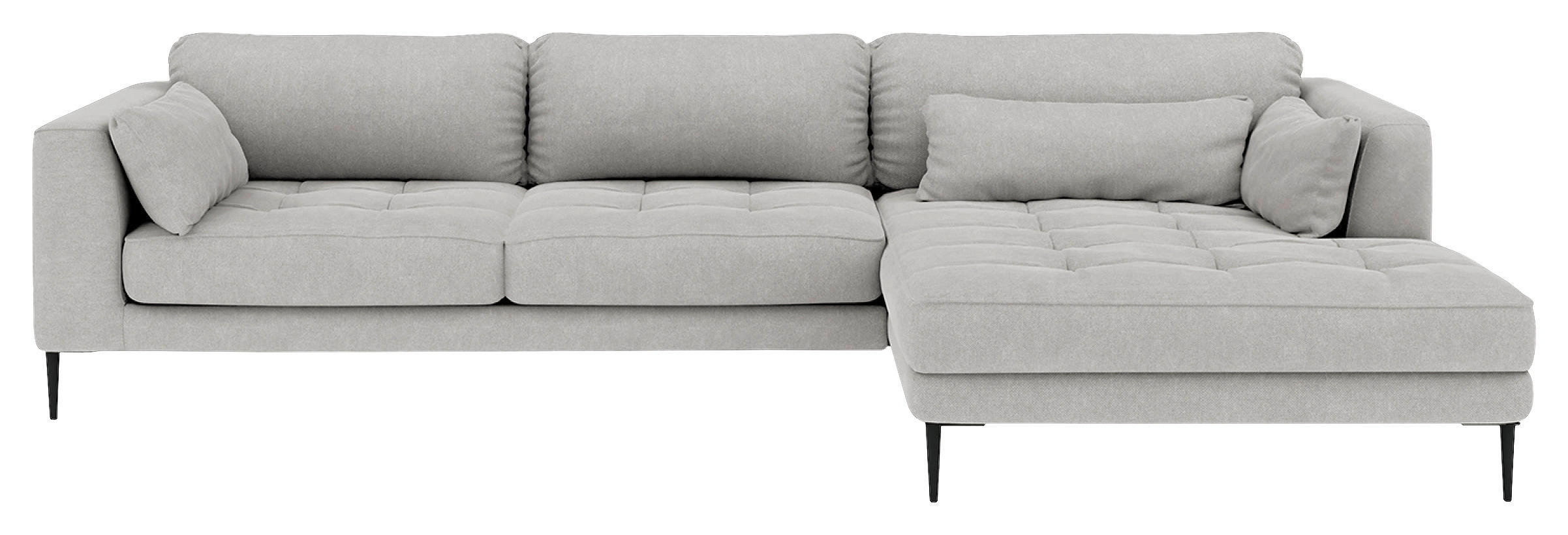 ECKSOFA Struktur Grau  - Schwarz/Grau, Design, Textil/Metall (275/168cm) - Trendmanufaktur