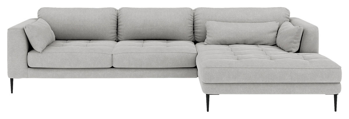 ECKSOFA Struktur Grau  - Schwarz/Grau, Design, Textil/Metall (275/168cm) - Trendmanufaktur