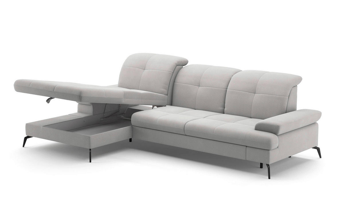 ECKSOFA Silberfarben Flachgewebe  - Silberfarben/Schwarz, KONVENTIONELL, Textil/Metall (185/279cm) - Sit & More