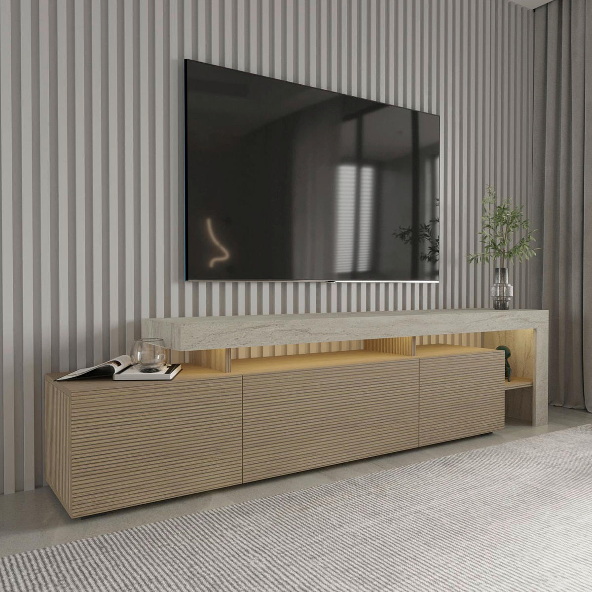 TV-ELEMENT 192/53/37 cm  - Eichefarben/Beige, MODERN, Holzwerkstoff (192/53/37cm)